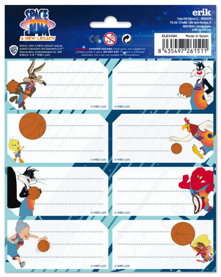 etiketten Space Jam zelfklevend wit/blauw 16 stuks