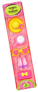 gummen Pretty meisjes rubber roze/geel 5 stuks