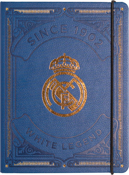 bullet journal A5 hardcover imitatieleer blauw/goud