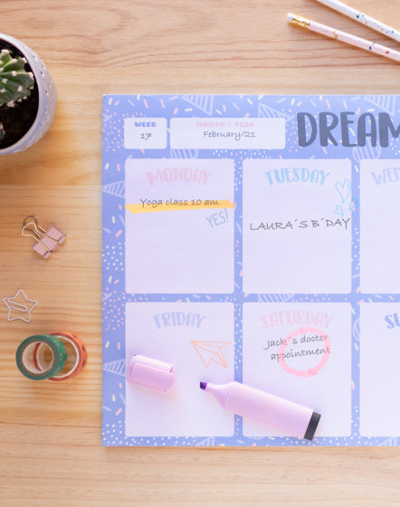 scheurkalender Amelie Blue A3 lichtblauw 54 pagina's