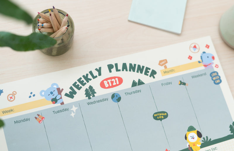 scheurkalender BT21 A3 beige/groen 54 pagina's