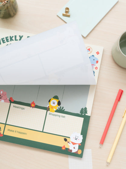 scheurkalender BT21 A3 beige/groen 54 pagina's