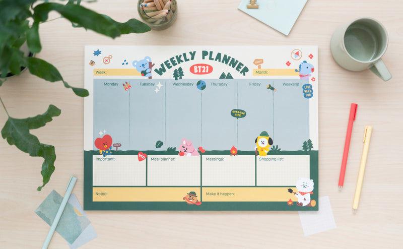 scheurkalender BT21 A3 beige/groen 54 pagina's