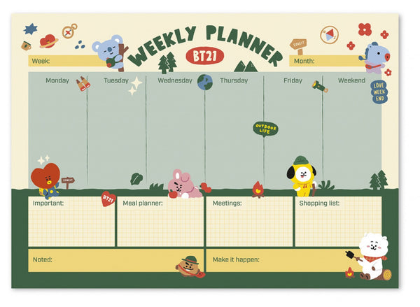scheurkalender BT21 A3 beige/groen 54 pagina's