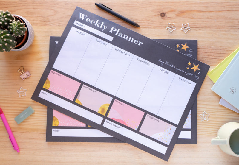 scheurkalender Glitter Gold A3 zwart 54 pagina's