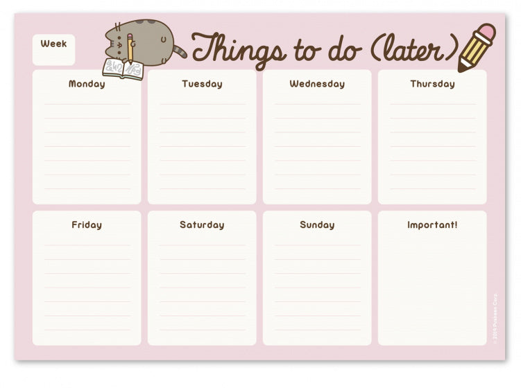 scheurkalender Pusheen A4 roze/wit 54 pagina's