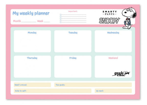 scheurkalender Snoopy A3 roze/wit 54 pagina's