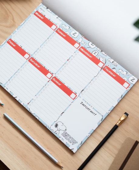 scheurkalender Snoopy A4 lichtblauw 54 pagina's