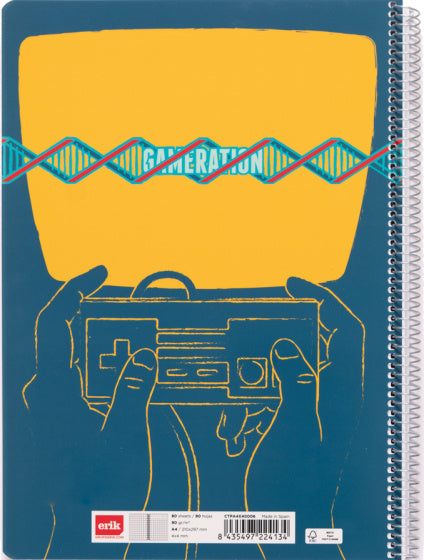 schrijfblok Gameration A4 ringband geruit blauw