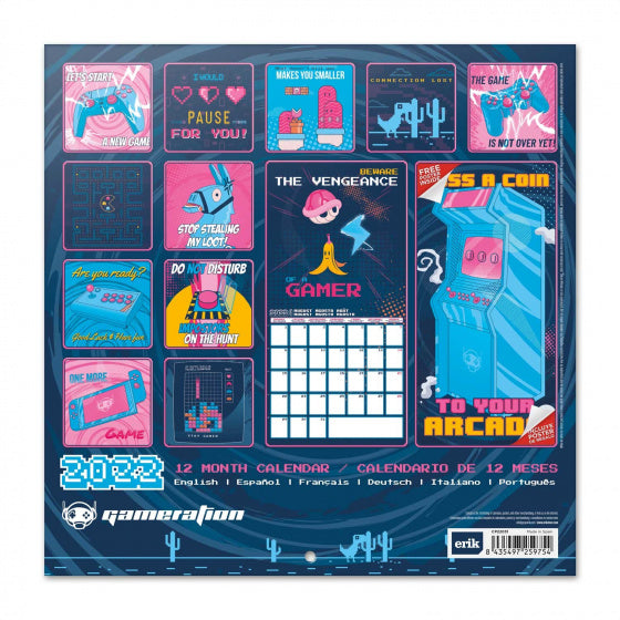 wandkalender 2022 Gameration 30 cm papier blauw