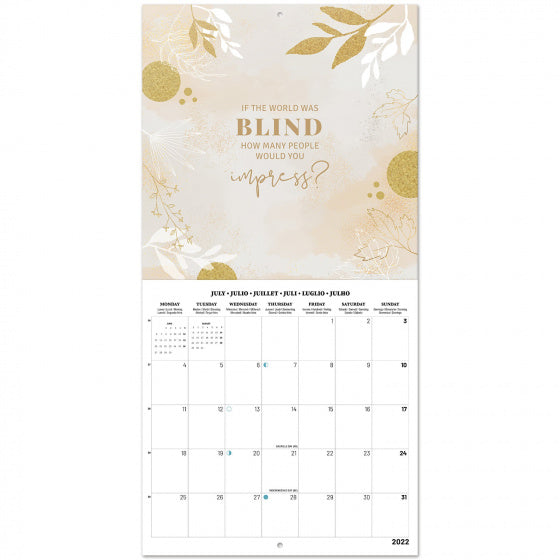wandkalender 2022 Gold Dreams 30 x 30 cm blauw