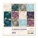 wandkalender 2022 Gold Dreams 30 x 30 cm blauw