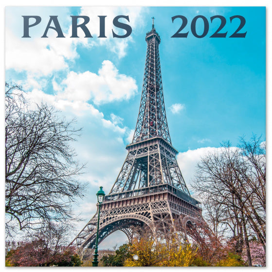 wandkalender 2022 Parijs 30 x 30 cm papier blauw