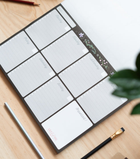 weekplanner Lily & Val A4 papier zwart 54 vellen