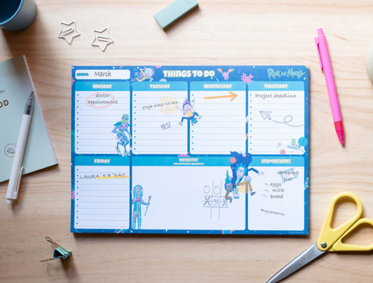 weekplanner Rick & Morty A4 blauw 54 vellen