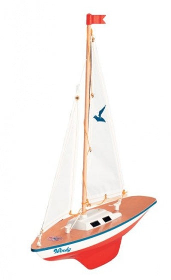 modelzeilboot Windy 35 x 42 cm wit/rood