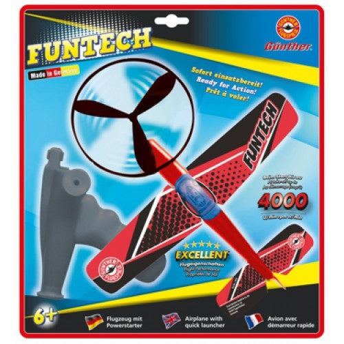 vliegtuig Fun Tech 26 cm rood/zwart