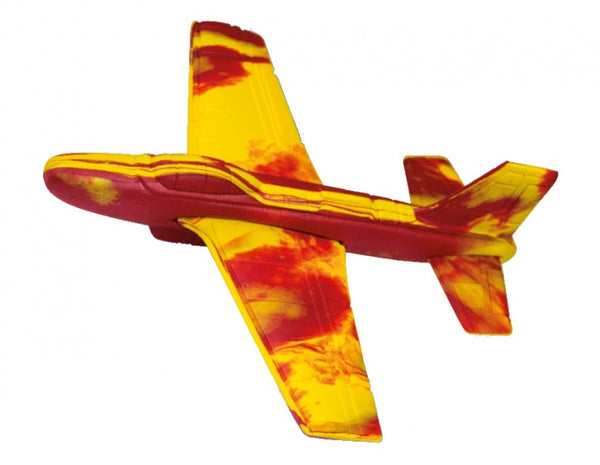 werpvliegtuig Stunt Glider 18 x 18 cm geel/rood