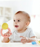 babyring rammelaar 10 cm geel/roze