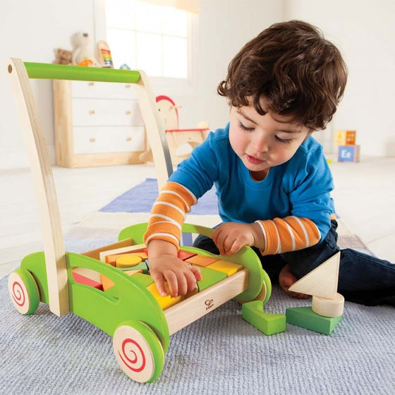 houten blokkenwagen groen 21 blokken