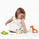 houten trekfiguur Push & Pull Giraffe 15 cm oranje