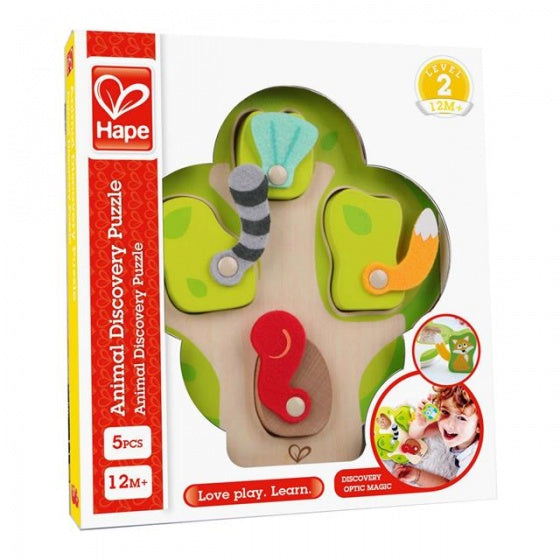 vormenpuzzel Who's in the Tree junior hout 4 stukjes