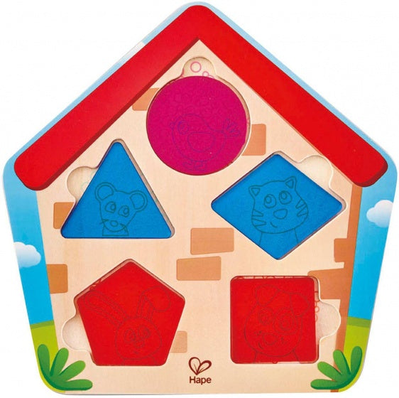 vormenpuzzel Wie is er in Huis junior hout 5 stukjes