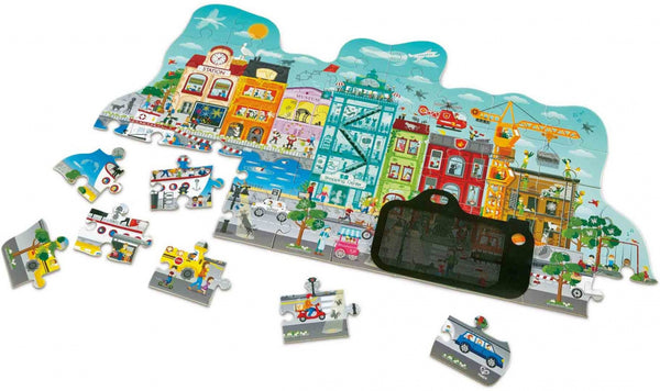 vloerpuzzel City junior 83 cm hout 48-delig