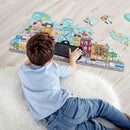 vloerpuzzel City junior 83 cm hout 48-delig