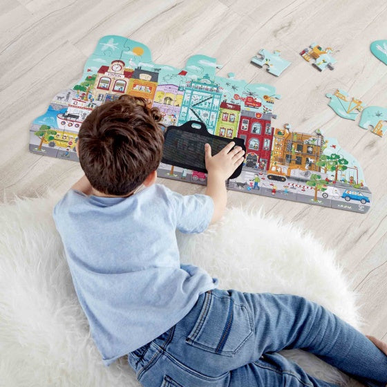 vloerpuzzel City junior 83 cm hout 48-delig