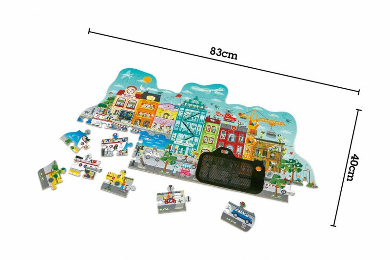 vloerpuzzel City junior 83 cm hout 48-delig