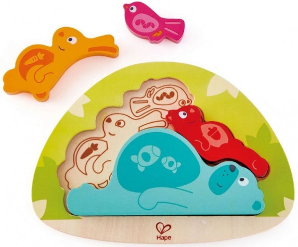 vormenpuzzel Slapende Dieren junior hout 4 stukjes