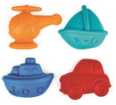 zandvormpjes vervoersmiddelen 11 cm 4 stuks