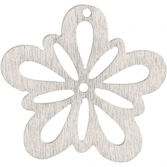 houten bloemen 2,7 cm crème 20 stuks