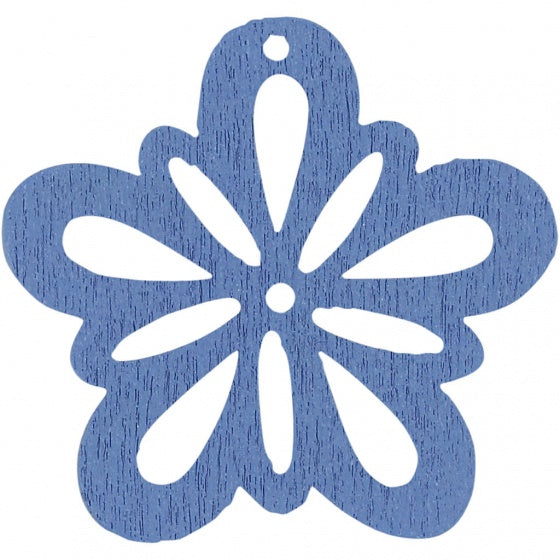 houten bloemen 2,7 cm lichtblauw 20 stuks