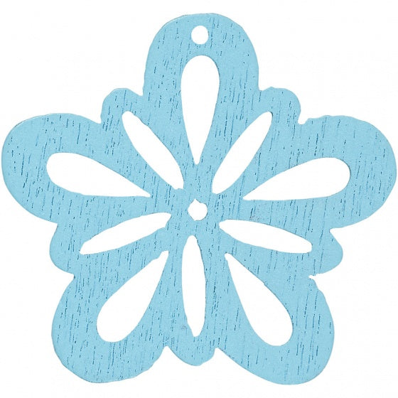 houten bloemen 2,7 cm lichtturquoise 20 stuks