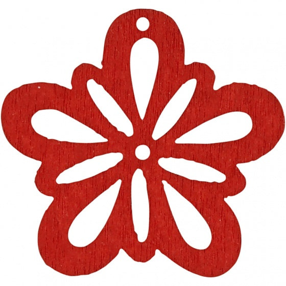 houten bloemen 2,7 cm rood 20 stuks