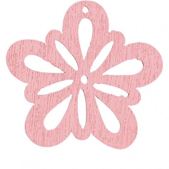 houten bloemen 2,7 cm roze 20 stuks