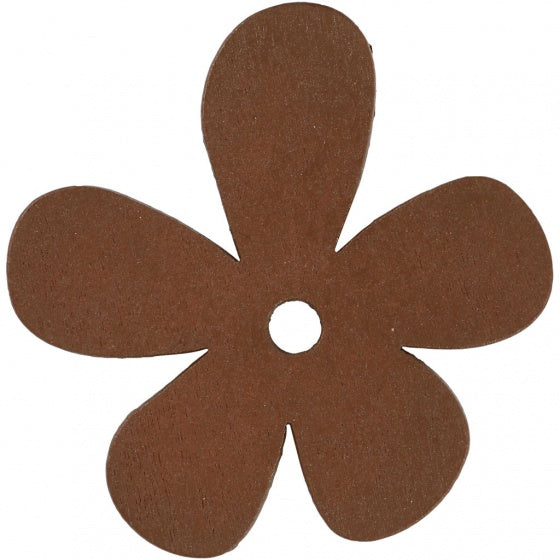 houten bloemen 5,7 x 5,1 cm bruin 10 stuks
