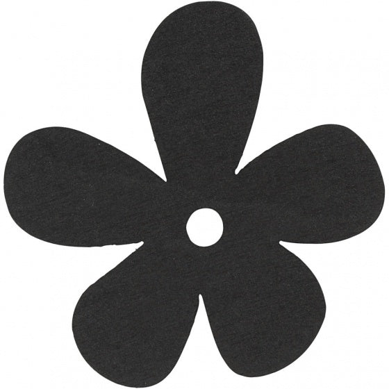 houten bloemen 5,7 x 5,1 cm zwart 10 stuks