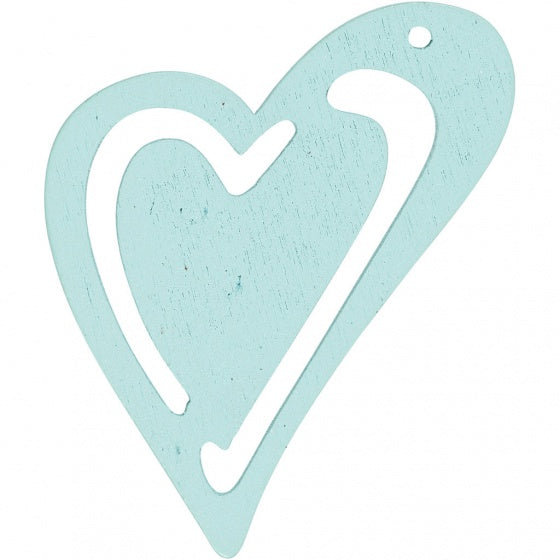 houten harten 5,5 x 4,5 cm turquoise 10 stuks
