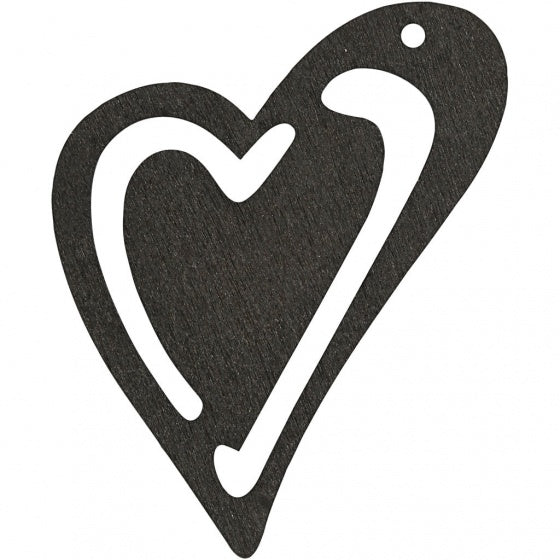 houten harten 5,5 x 4,5 cm zwart 10 stuks