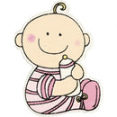 houten ornament baby 3,5 x 2,4 cm roze 10 stuks