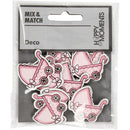 houten ornament kinderwagen 3,4 x 3,1 cm roze 10 stuks