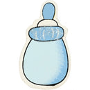 houten ornament zuigfles 3,7 x 2,2 cm lichtblauw 10 stuks