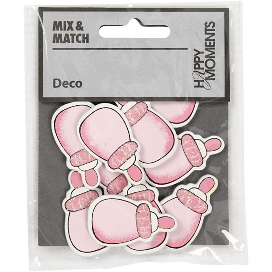 houten ornament zuigfles 3,7 x 2,2 cm roze 10 stuks