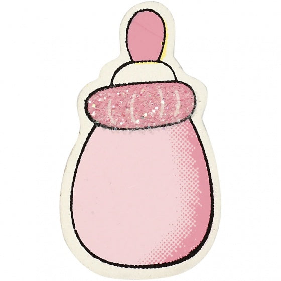 houten ornament zuigfles 3,7 x 2,2 cm roze 10 stuks