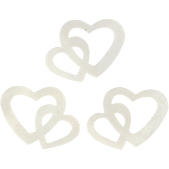 pailetten hartjes wit 31x22 mm 10 gram