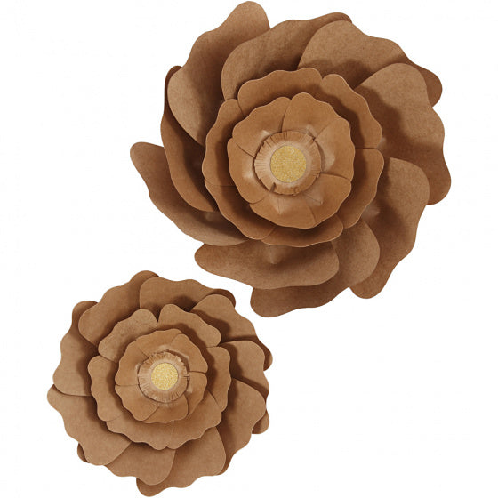 papieren bloemen blank 15 + 25 cm 2 stuks