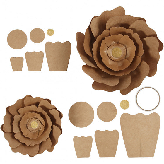 papieren bloemen blank 15 + 25 cm 2 stuks